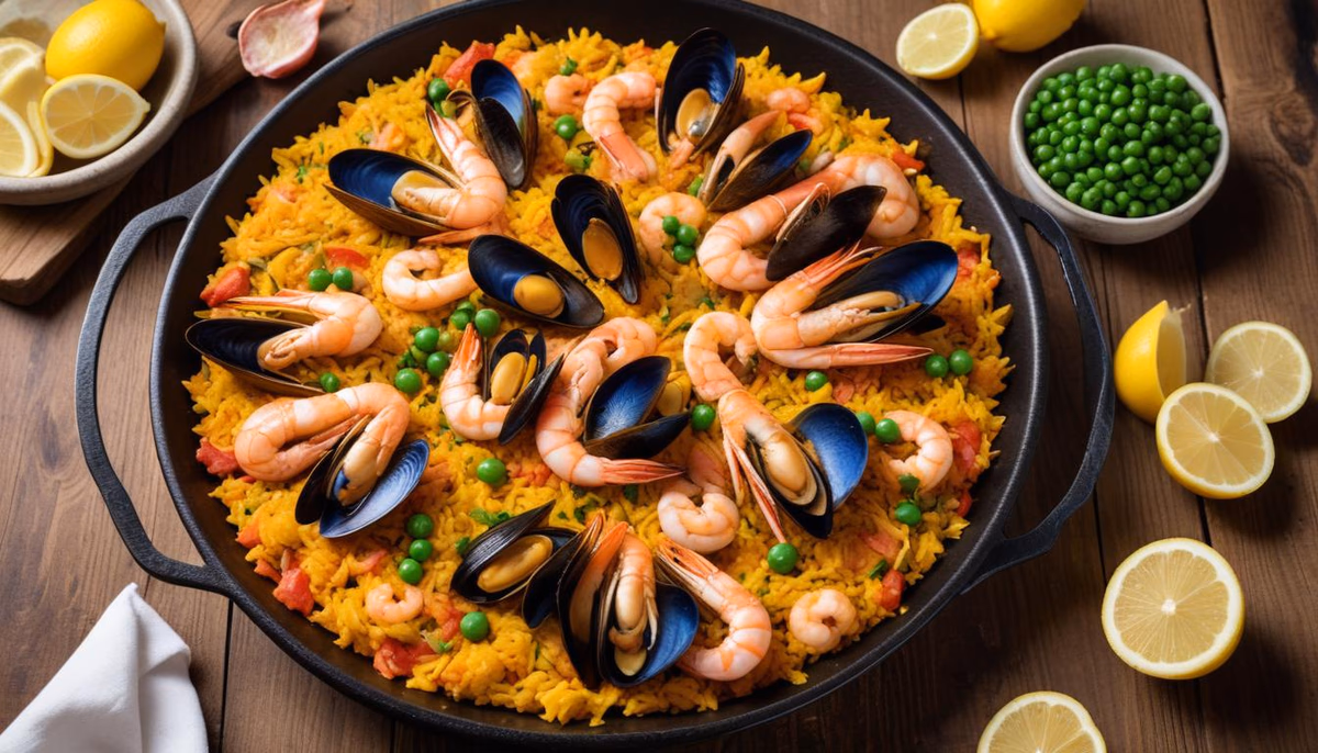 Classic Spanish Seafood Paella with Saffron and Chorizo - delicious and easy to make