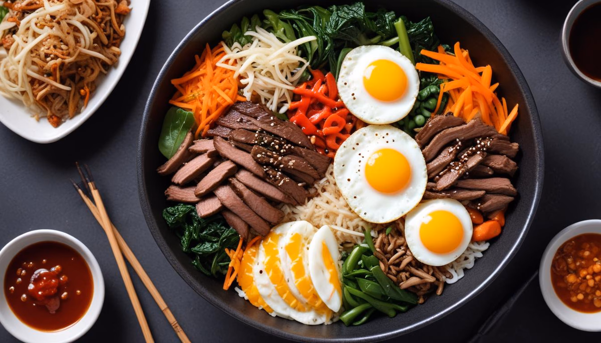 Korean Bibimbap Bowl with Gochujang Sauce and Crispy Fried Egg - delicious and easy to make