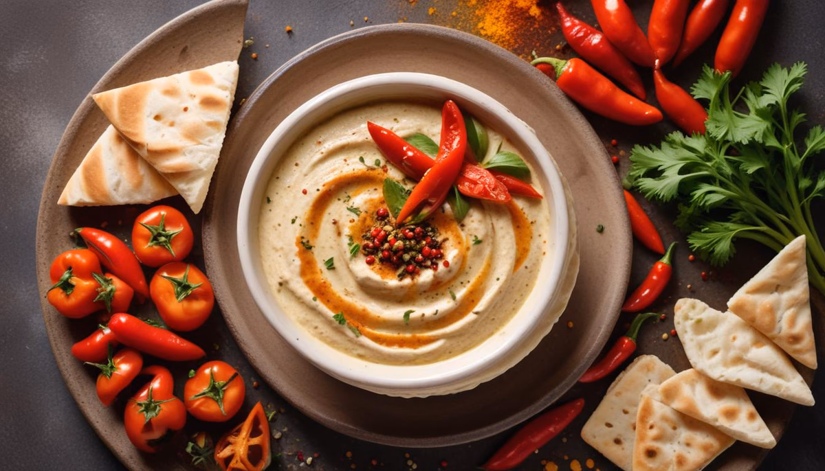 Mediterranean Hummus with Roasted Red Peppers and Za'atar - delicious and easy to make
