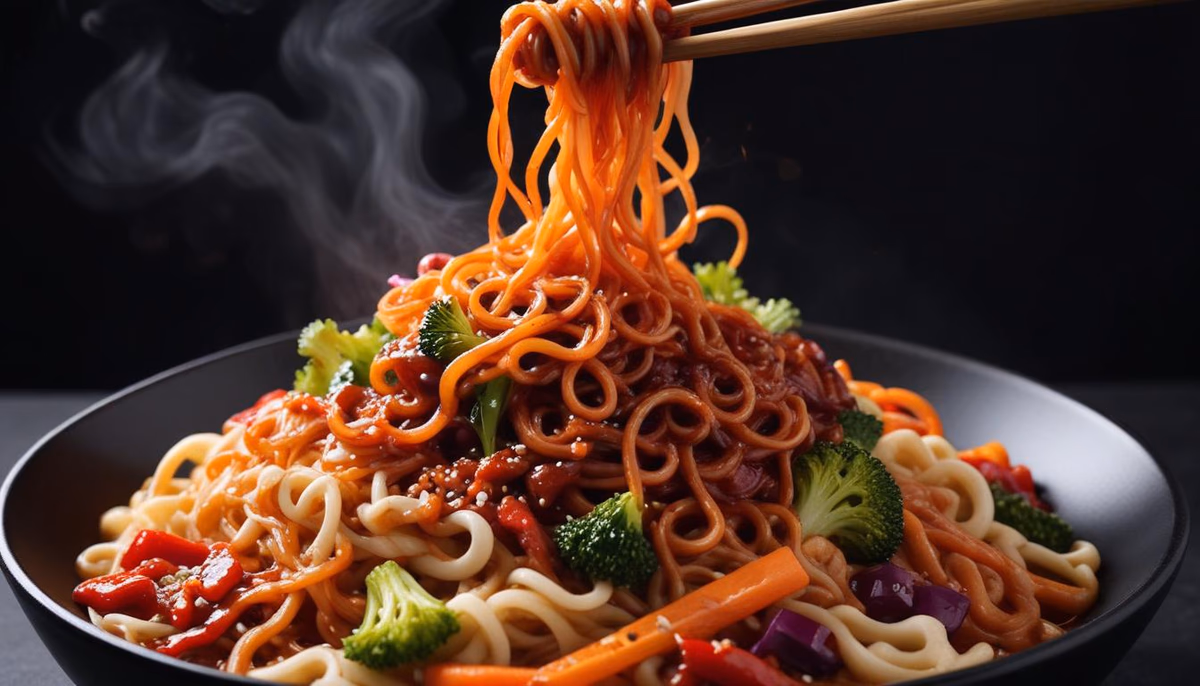 Spicy Korean Gochujang Stir-Fried Noodles with Vegetables - delicious and easy to make