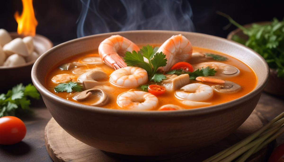 Thai Tom Yum Goong Soup with Lemongrass and Shrimp - delicious and easy to make